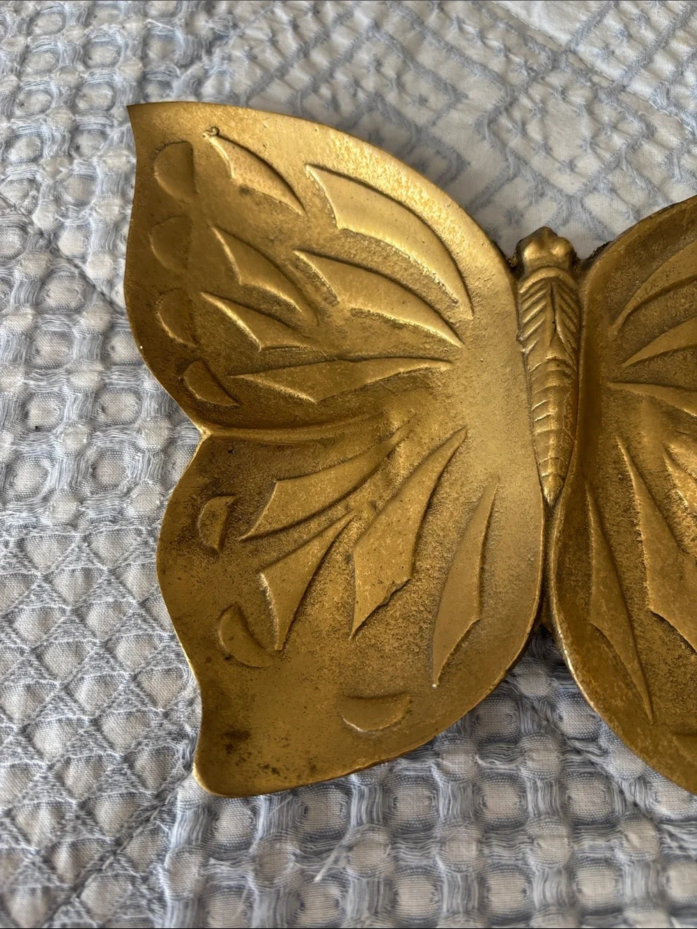Vintage Brass-Tone Butterfly Trinket Dish Made In Taiwan